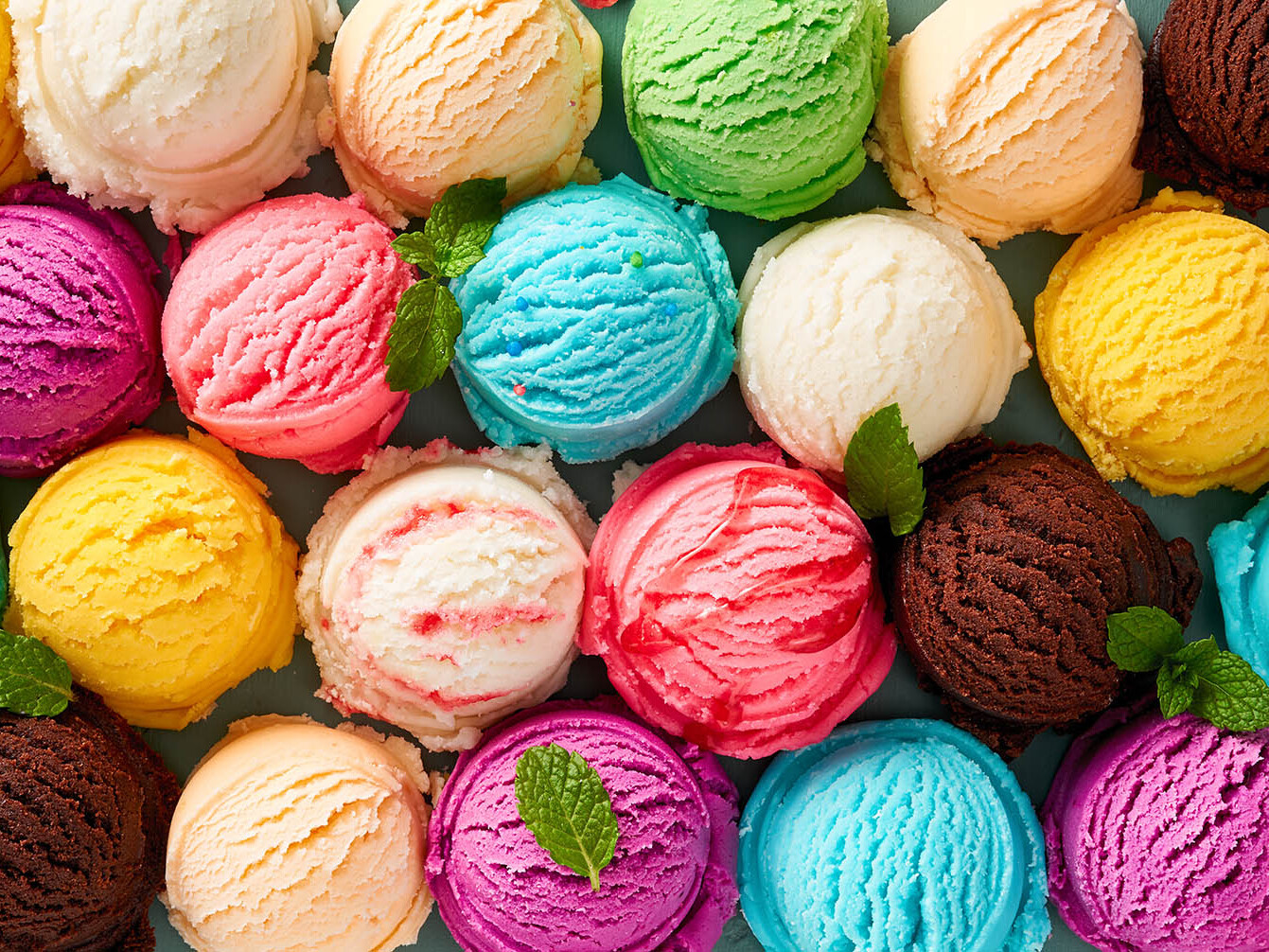 colorful scoops of ice cream